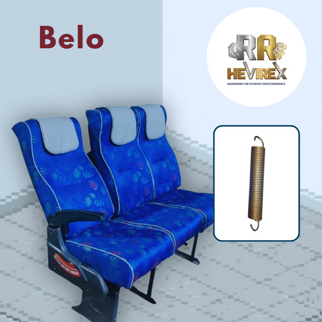 Belo 3+2 spring type pushback tourist bus seat, RR Hevirex Coach Builders Karur